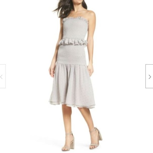 Cooper St Dresses & Skirts - Cooper St Grey Violet Strapless Midi Smocked Dress